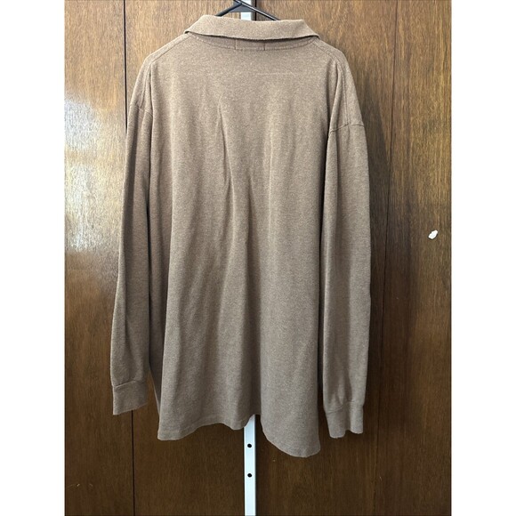Polo Ralph Lauren Mens Polo Shirt Brown 2XB Cotton 2 Button Long Sleeve Pony - Picture 7 of 7